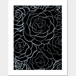 Rose Pattern Black Transparent Posters and Art